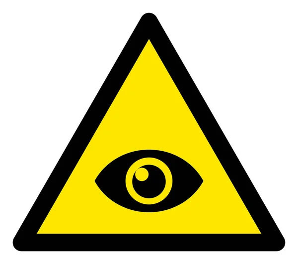 Raster Eye Waarschuwing Driehoek Pictogram — Stockfoto