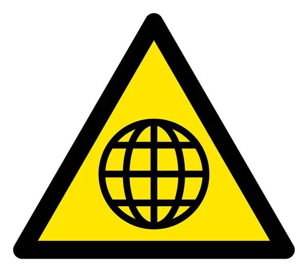 Raster Globe Warning Triangle Sign Icon — Stock Photo, Image