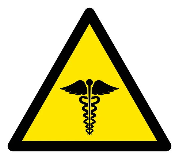 Raster Medical Caduceus Warning Triangle Sign Icon — Stock Photo, Image