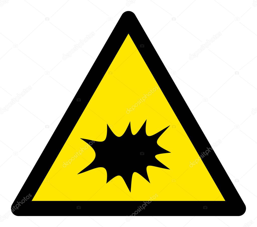Raster Explode Warning Triangle Sign Icon