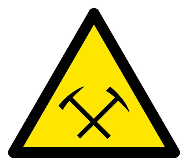 Raster Mining Hammers Warning Triangle Sign Icon — Stock Photo, Image