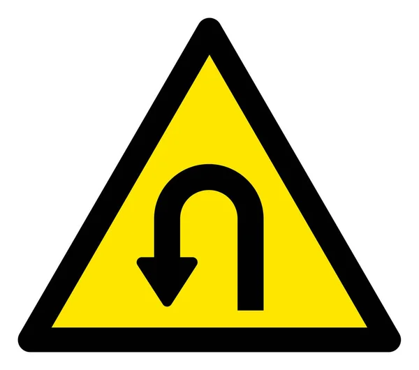 Raster U Turn Warning Triangle Sign Icon — Φωτογραφία Αρχείου