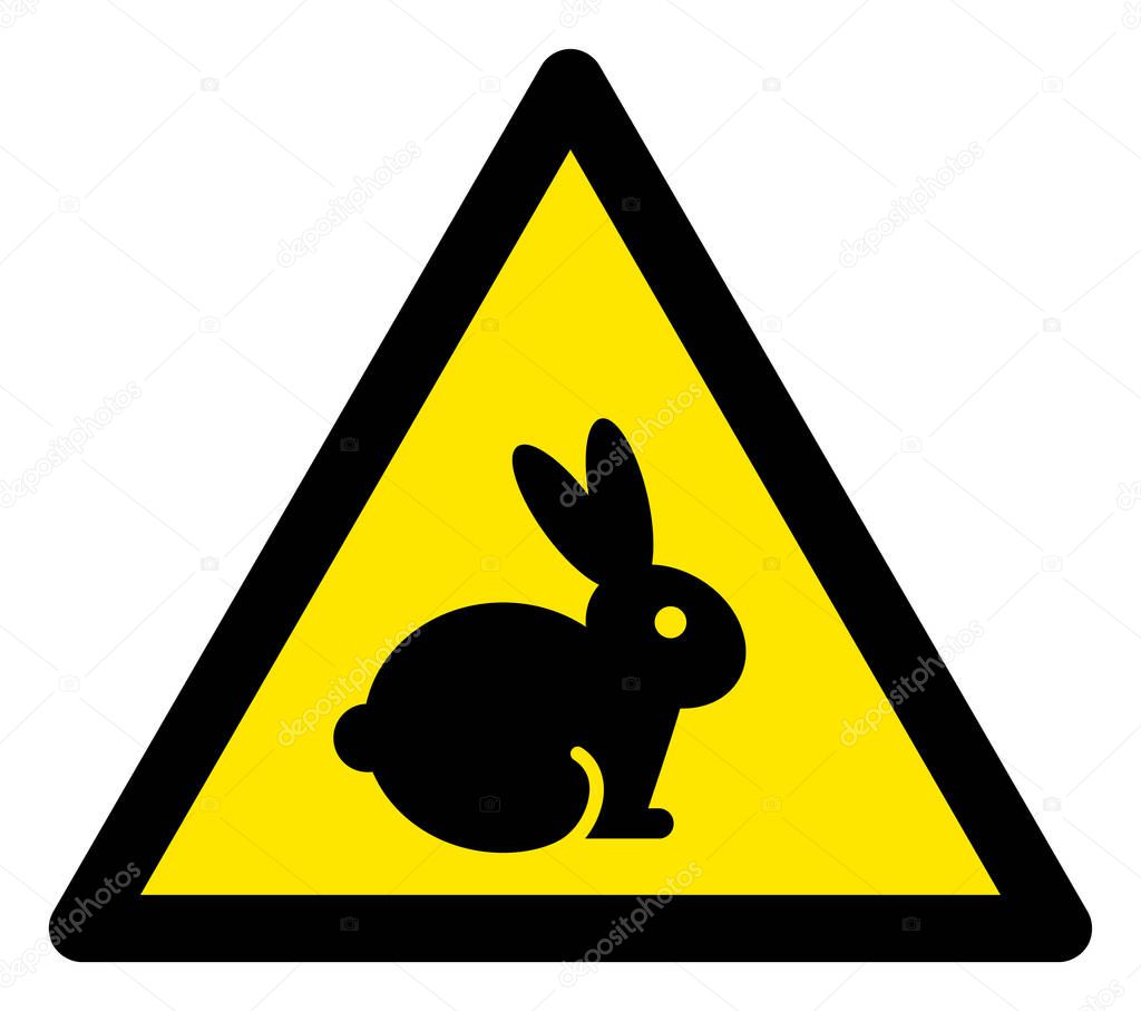 Raster Rabbit Warning Triangle Sign Icon