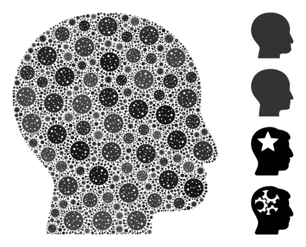 Colagem Cabeça Careca de Elementos CoronaVirus — Vetor de Stock