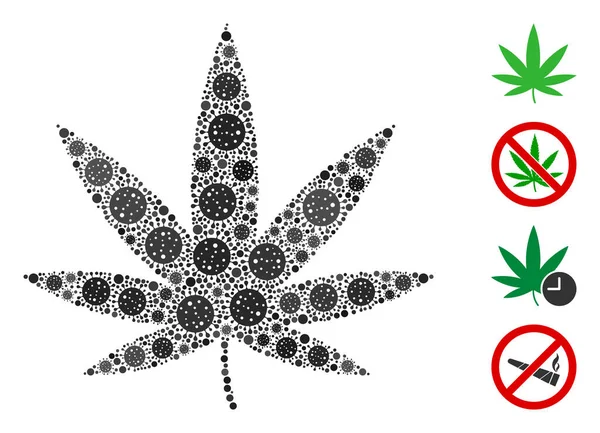 Cannabis-Mosaik aus Covid-Virus-Gegenständen — Stockvektor