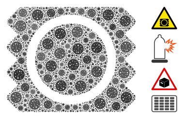 Covid Virüs Ögelerinin Kondom Paketi Mozaiği