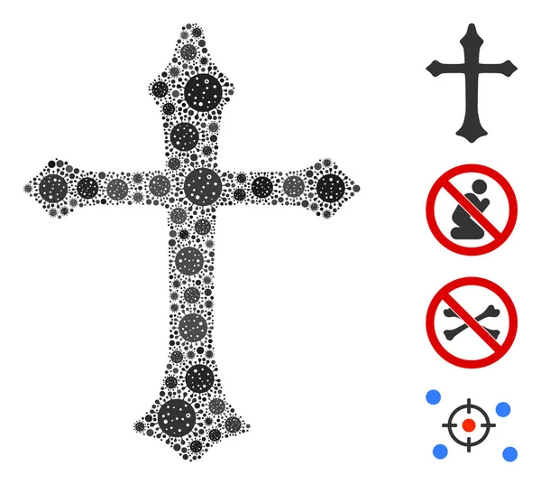 Christian Cross Mosaic of CoronaVirus Items — Stock Vector