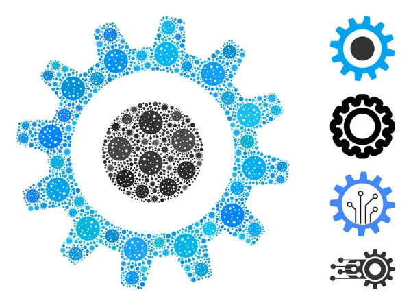 Cogwheel Collage van Covid Virus Elements — Stockvector