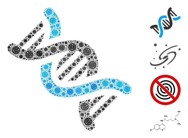 DNA Spiral Mosaic of CoronaVirus Iconos — Vector de stock