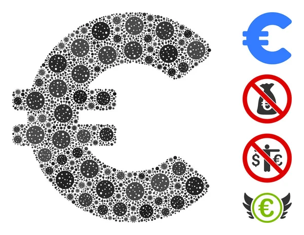 Euro mosaico de ícones de vírus Covid — Vetor de Stock