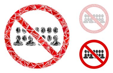 Üçgen Mozaiği Durdur İnsanlar Grubu Simge ve Vektör Kablo Çerçevesi