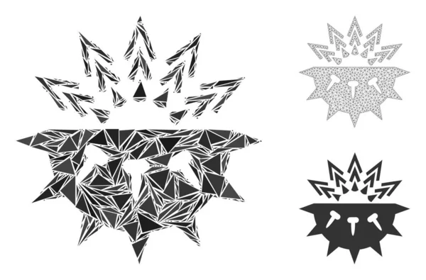 Triangle Mosaic Coronavirus Structure Icon and Vector Mesh 2D Model — Stockový vektor