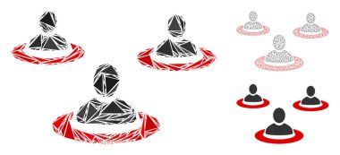 Üçgen Mozaik Adamlar İzolasyon Simgesi ve Vektör Ağ Modeli