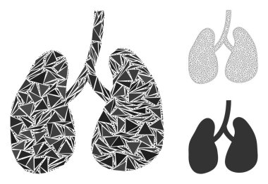 Üçgen Mozaik Ciğerleri Simge ve Vektör Ağ Gövdesi Modeli