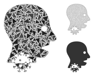 Üçgen Mozaik Yara Boğaz Simgesi ve Vektör Ağı 2B Modeli