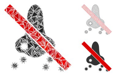 Üçgen Mozaik Yasak Burun Virüsü Simge ve Vektör Ağ Çerçeve Modeli