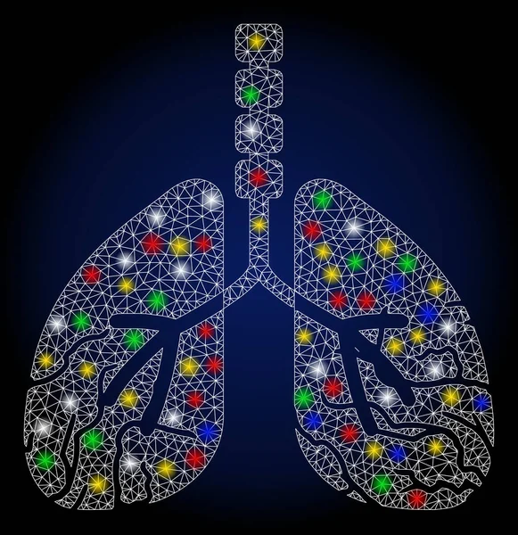 明るいメッシュ2D肺がんとカラーフレアスポット — ストックベクタ