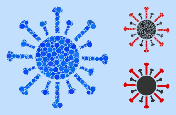 Rounded Dot Coronavirus Icon Collage — 图库矢量图片