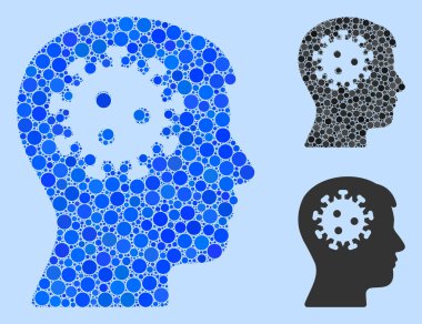 Yuvarlak Nokta Zihinsel Koronavirüs Simgesi Kolajı