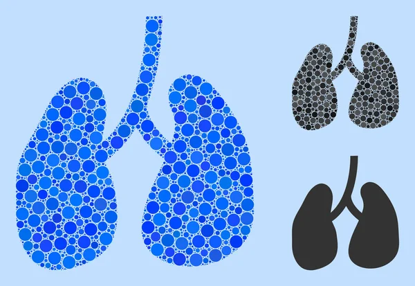 Lungs punto redondeado icono del mosaico — Vector de stock