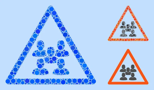 Çember İnsanları Grubu Uyarı Simgesi Mozaiği — Stok Vektör