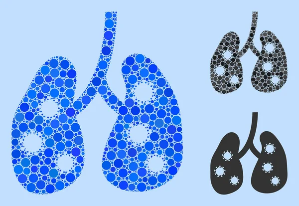 Cirkel Virale pneumonie Pictogram Mozaïek — Stockvector