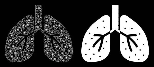 Pulmones de red de malla brillante con puntos de luz — Archivo Imágenes Vectoriales