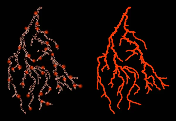 Яскрава сітка 2D блискавка з флеш-плямами — стоковий вектор