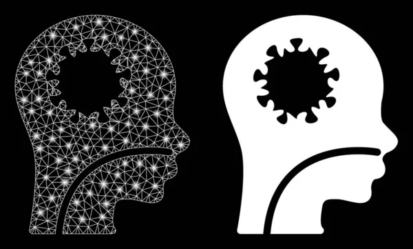 Paciente con Coronavirus 2D de Malla Brillante con Manchas Flash — Archivo Imágenes Vectoriales