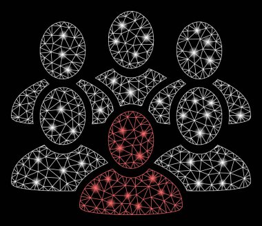 Parlak Ağ Kablo Çerçeveli İnsanlar Alevli Beneklerle Kalabalık