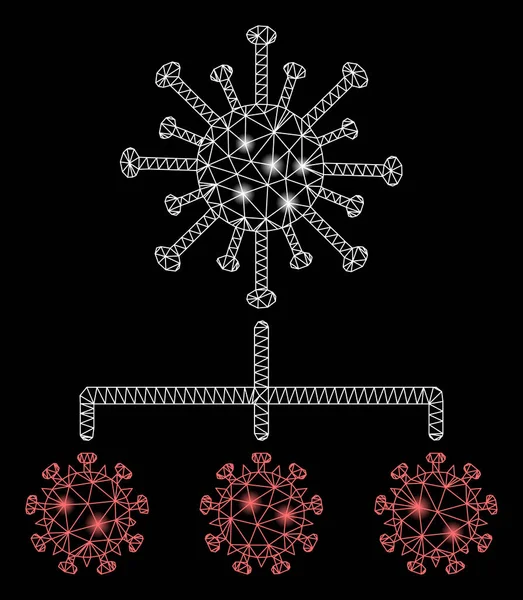 Bright Mesh Wire Frame Virus Replication with Flare Spots — Stock Photo, Image