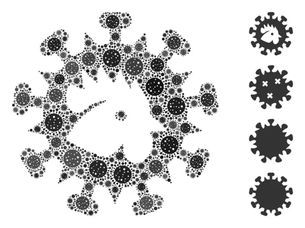 Covid病毒图标的禽流感病毒拼图 — 图库矢量图片