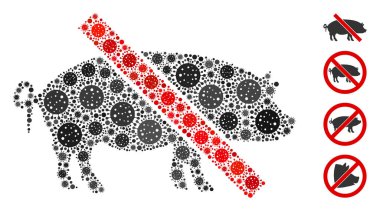 Covid Virüs Elementleri Yasak Domuz Mozaiği