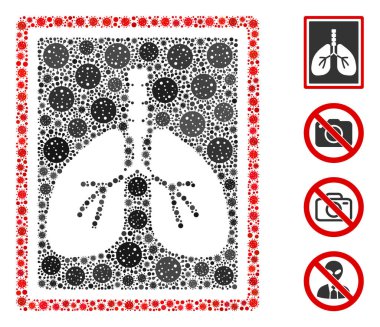 Covid Virüs Simgelerinin X-Ray Fotoğraf Kolajı