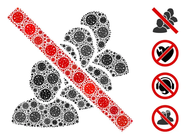Απαγορευμένοι άνθρωποι Μωσαϊκό ουρά των στοιχείων του ιού Covid — Διανυσματικό Αρχείο