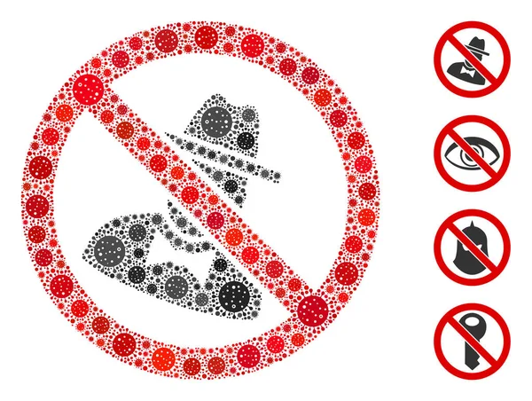 Коллаж коронавирусов без шпионов — стоковый вектор