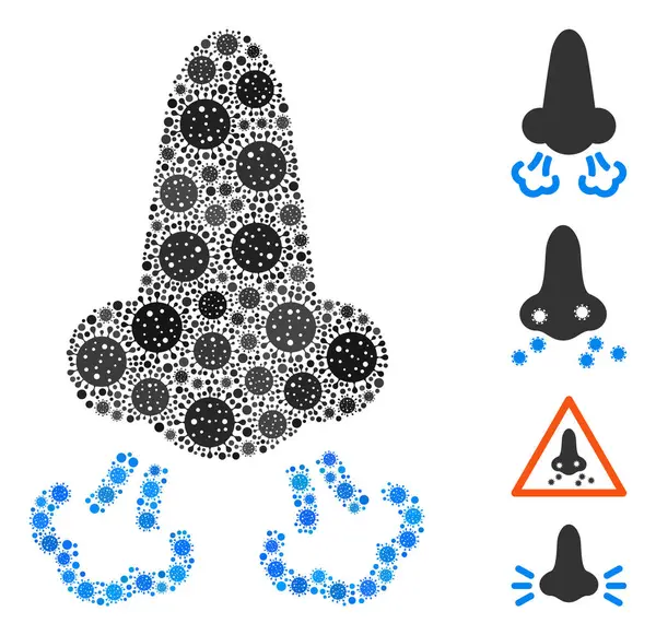 Nose Breath Mosaic of Covid Virus Elements - Stok Vektor