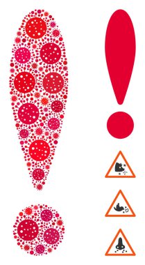 Covid Virüs Simgelerinin Ünlem İşareti Kolajı