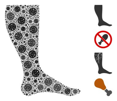 Covid Virüs Simgelerinin Bacak Mozaiği