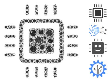 Covid Virüs Elementleri İşlemcisi Mozaiği