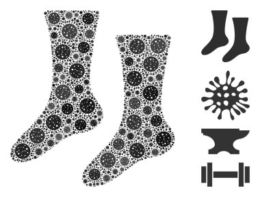 Covid Virüs Simgelerinin Çorap Kolajı