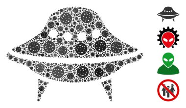 Covid Virüs Simgelerinin Uzay Gemisi Kolajı