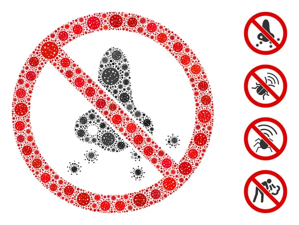 Stop Nasal Virus Spread Collage of Covid Virus Itens — Vetor de Stock