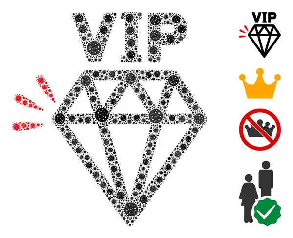 Marca VIP Mosaico de Covid Virus Artículos — Vector de stock