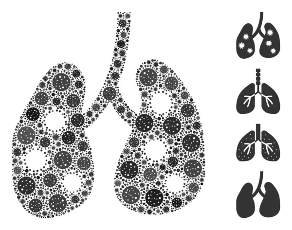 Wirusowe zapalenie płuc Kolaż pierwiastków koronawirusowych — Wektor stockowy