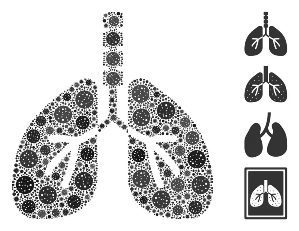 Respirare Sistema Mosaico di icone CoronaVirus — Vettoriale Stock