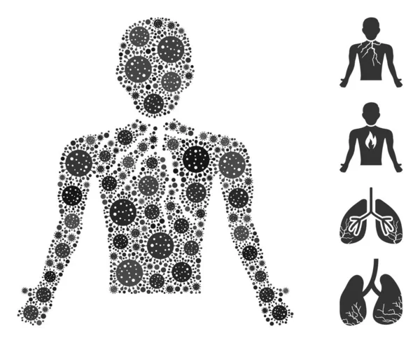 Covid Virüs Ögelerinin Göğüs Kanseri Kolajı — Stok Vektör