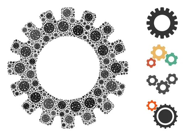Collage d'engrenages d'icônes de virus Covid — Image vectorielle