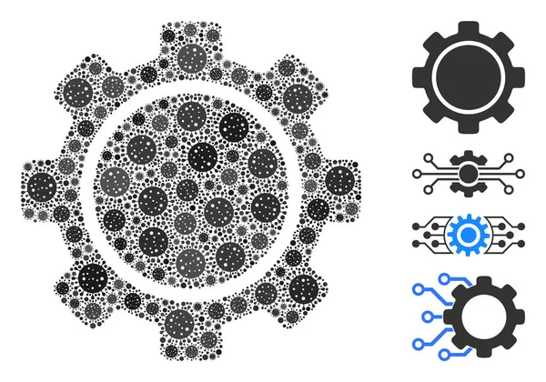 Covid病毒图标的齿轮拼接 — 图库矢量图片