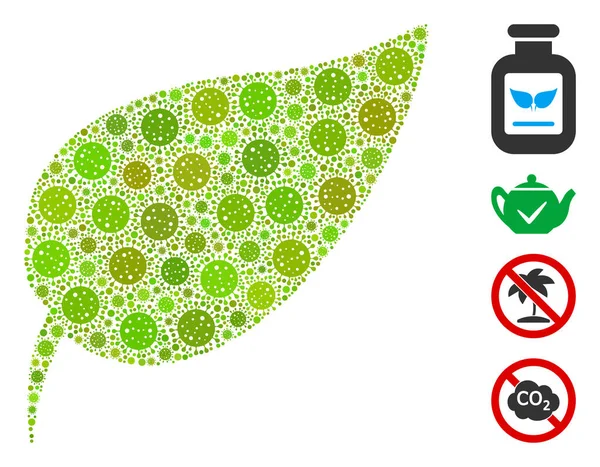 Collage de feuilles de plantes d'éléments viraux covidés — Image vectorielle
